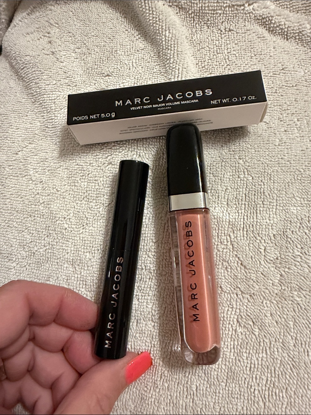 Marc Jacobs Lip Gloss & Velvet Noir Mascara Duo - Nude Pink NEW